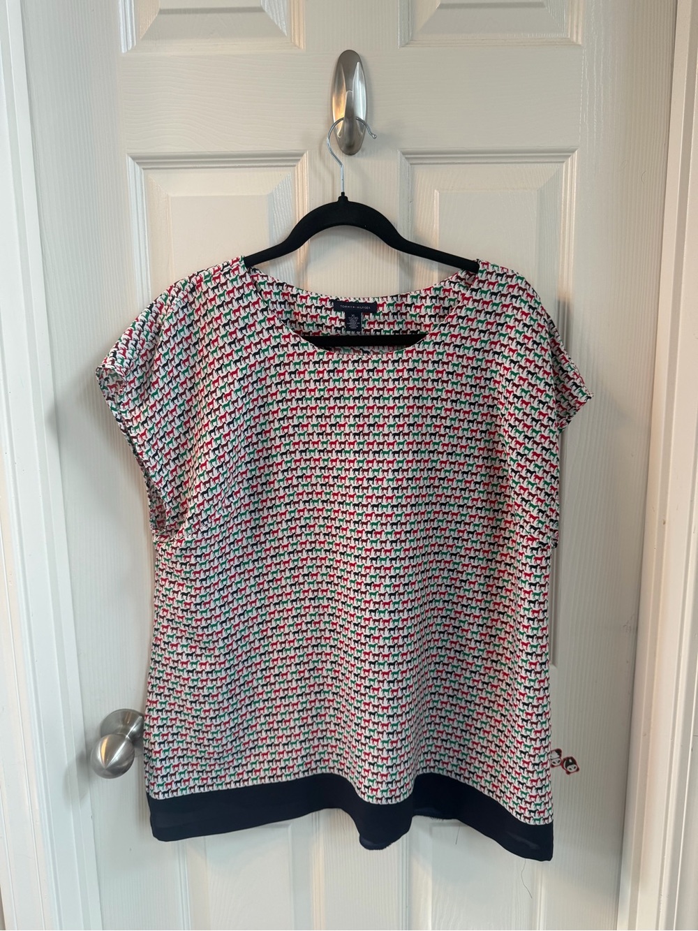 Tommy Hilfiger Multicolor Printed Short-Sleeve Tunic with Black Trim